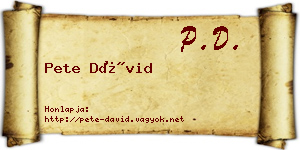 Pete Dávid névjegykártya